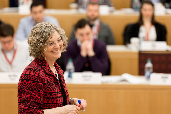 Kelley School of Business professor teaches in a classroom
